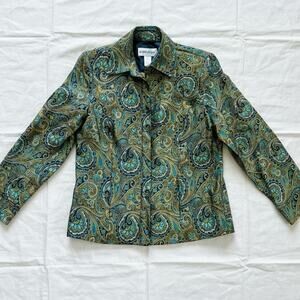 Brownstone Studio Vintage Gold Teal Paisley Jacket Womens Small